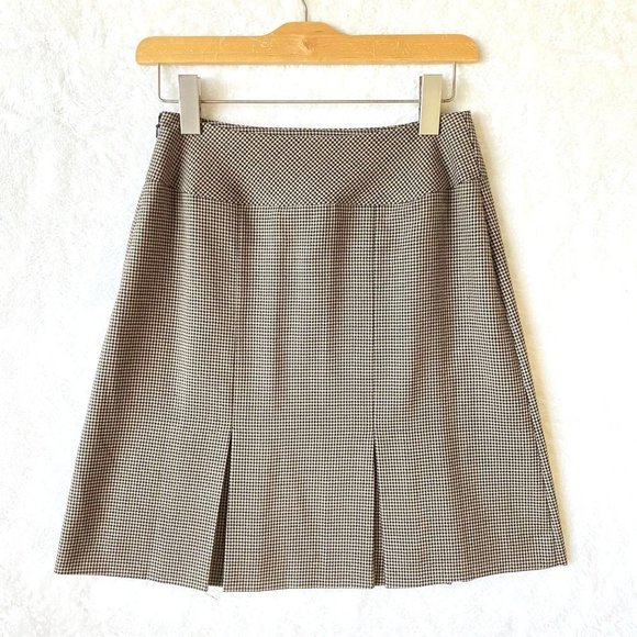 Telluride clothing co houndstooth skirt size 2 wool blend black/tan a line aline - Picture 1 of 5